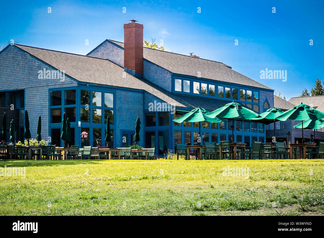 Acadia National Park, ME, USA - 15. August 2018: Die Jordan Pond House Restaurant Stockfoto