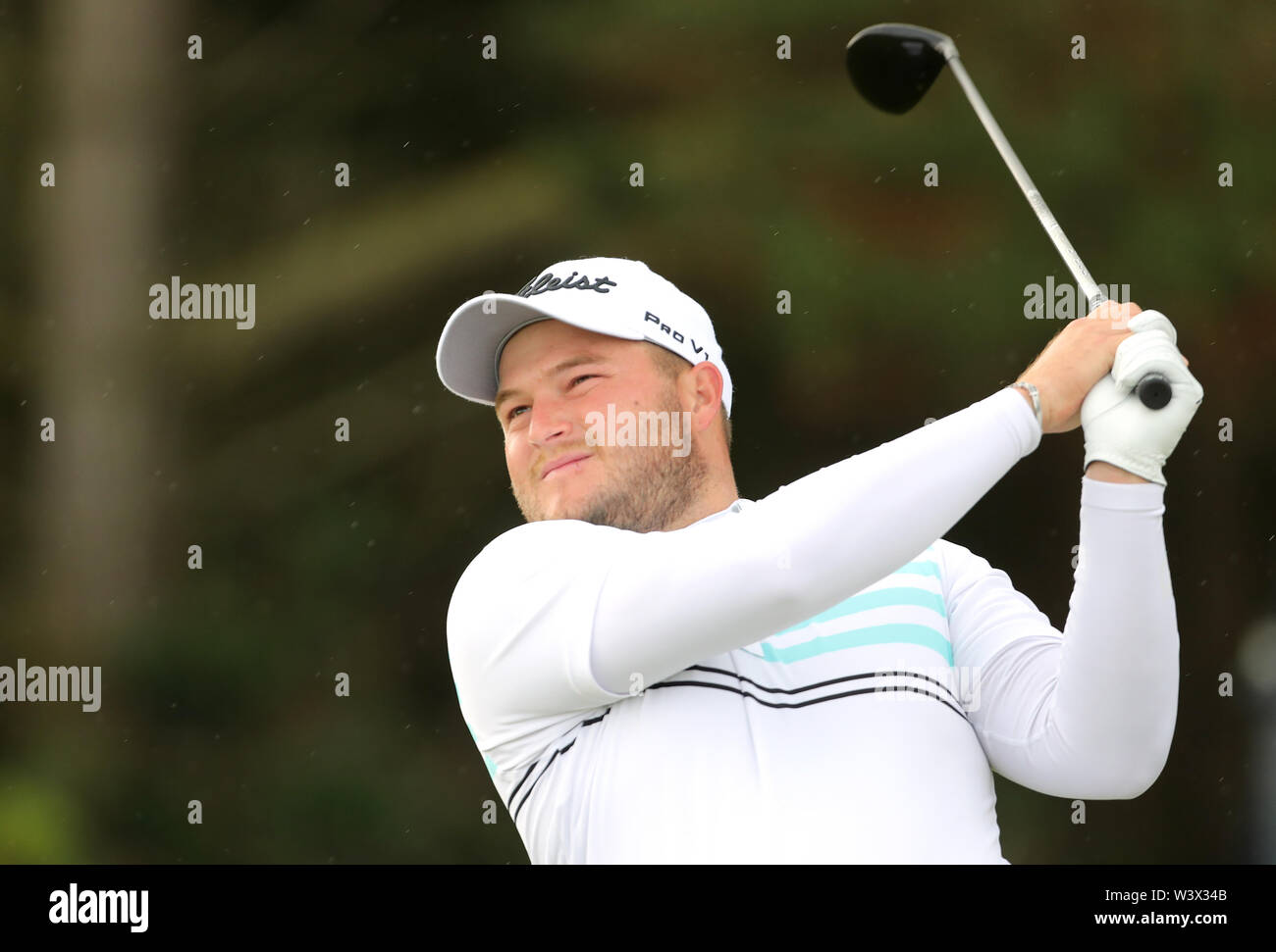 Südafrikas Zander Lombard während des Tages eine der Open Championship 2019 im Royal Portrush Golf Club. Stockfoto