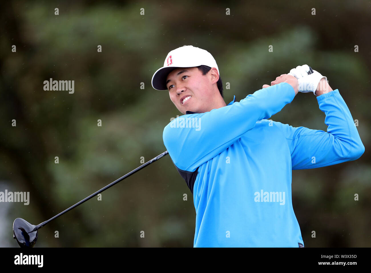 Die USA Brandon Wu während des Tages eine der Open Championship 2019 im Royal Portrush Golf Club. Stockfoto