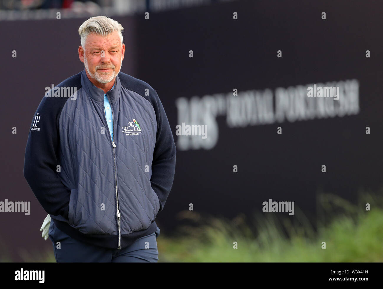 Nordirlands Darren Clarke während des Tages eine der Open Championship 2019 im Royal Portrush Golf Club. Stockfoto