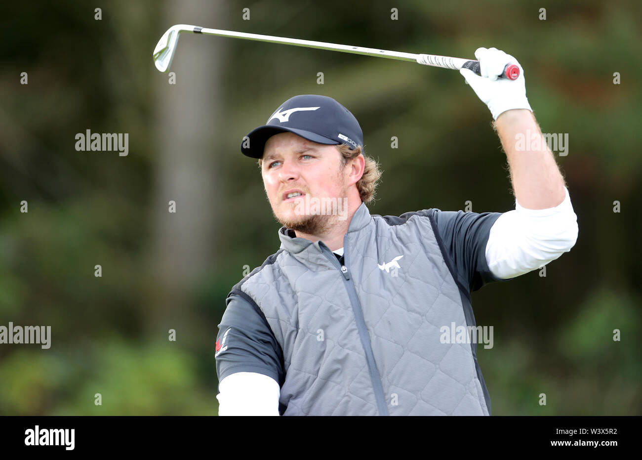 England's EDDIE Pepperell T-Stücken aus dem 5. Tag eines der Open Championship 2019 im Royal Portrush Golf Club. Stockfoto