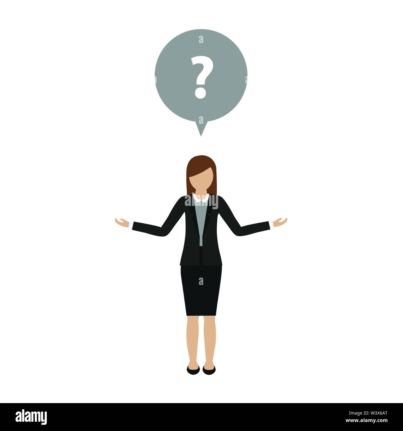 Business woman Charakter hat eine Frage auf weißem Hintergrund Vektor-illustration EPS 10 isoliert Stock Vektor