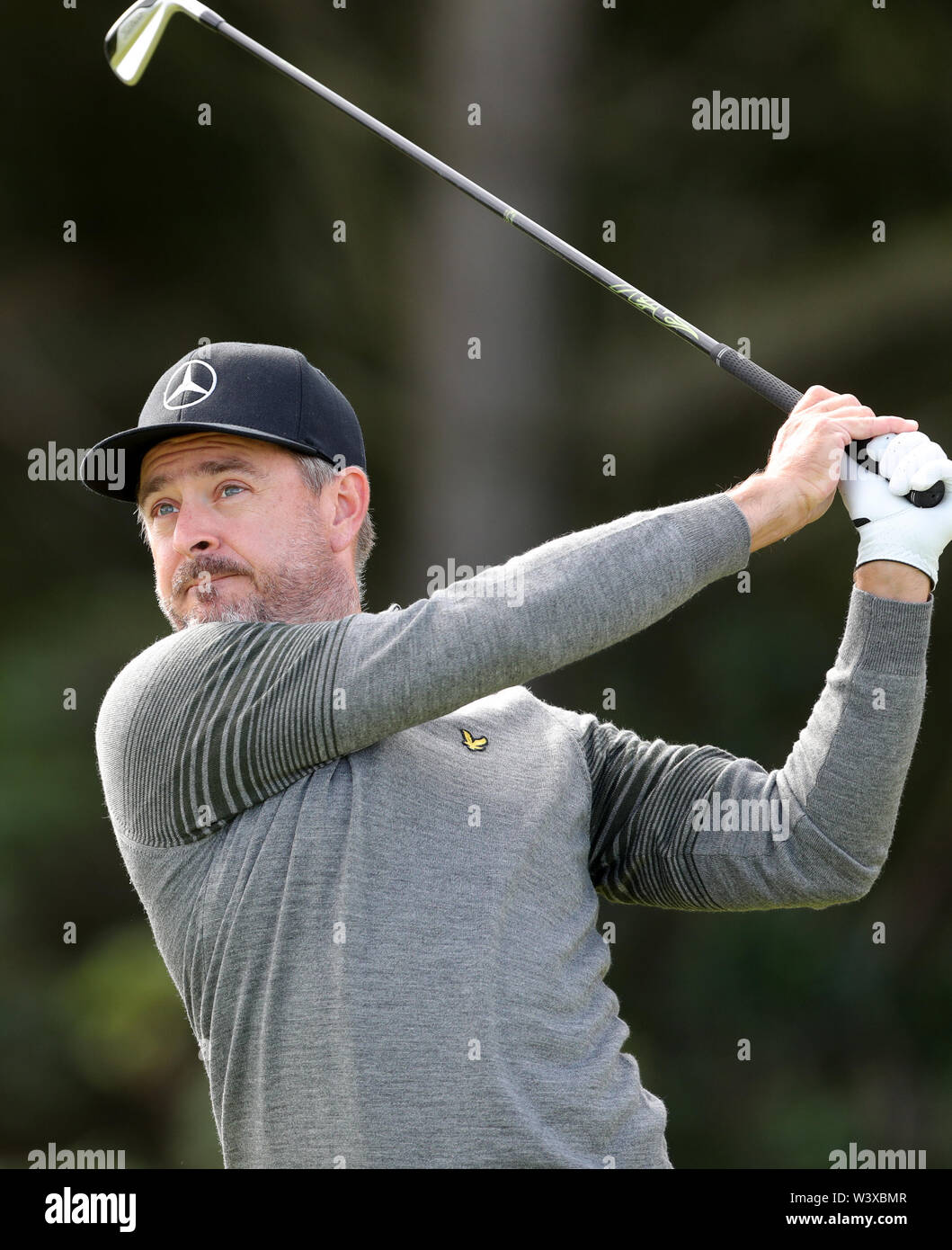 Finnlands Mikko Korhonen während des Tages eine der Open Championship 2019 im Royal Portrush Golf Club. Stockfoto
