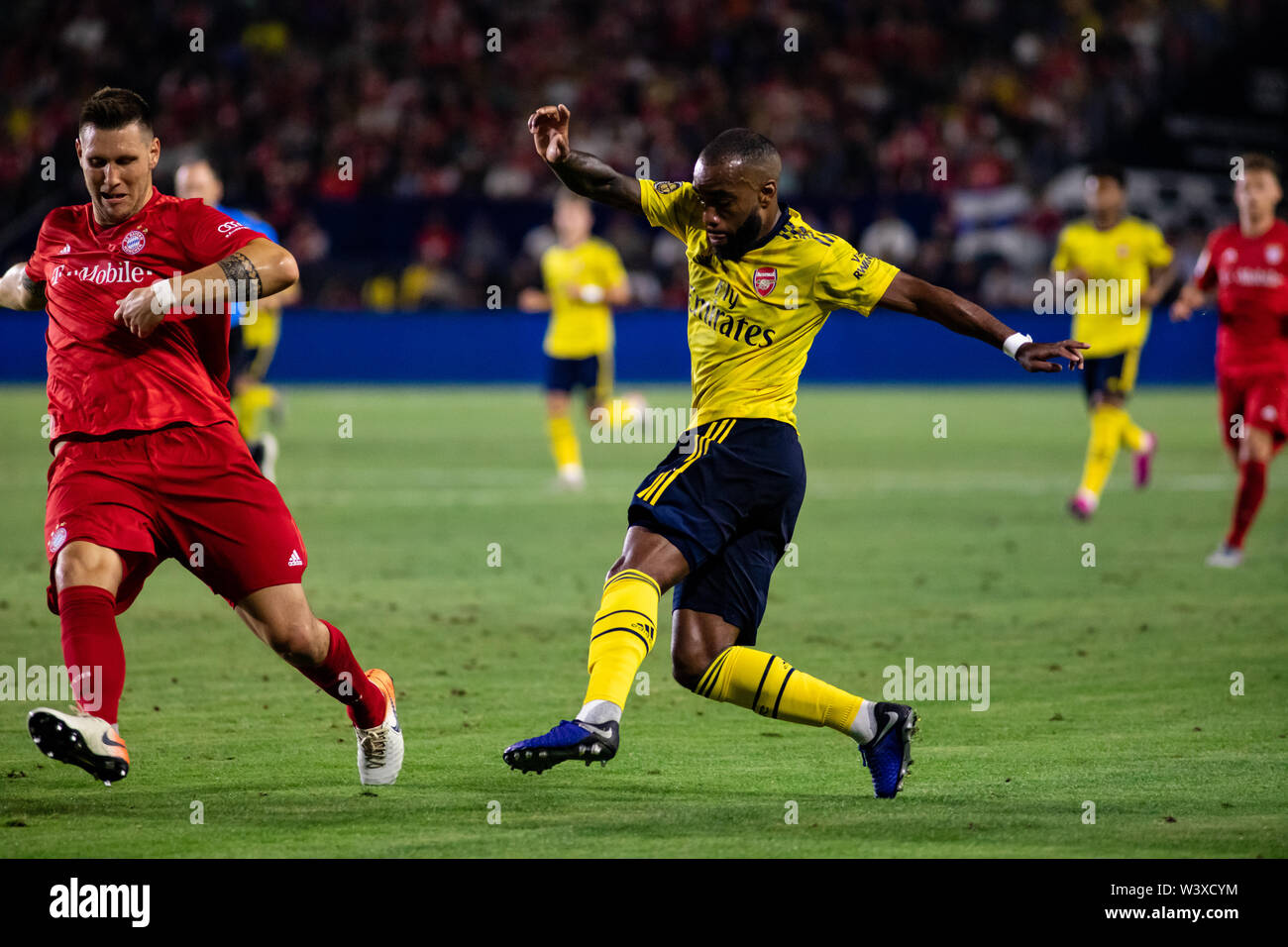 Los Angeles, USA. 17. Juli, 2019. Alexandre Lacazette (9) sporting Neue weg von Arsenal Jersey gegen Bayern München in der internationalen Champions Cup. Credit: Ben Nichols/Alamy leben Nachrichten Stockfoto