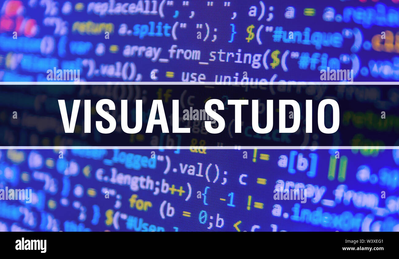 Visual Studio mit abstrakten Technologie der binäre Code Hintergrund. Digitale binäre Daten und Daten sichern. Software Stockfoto