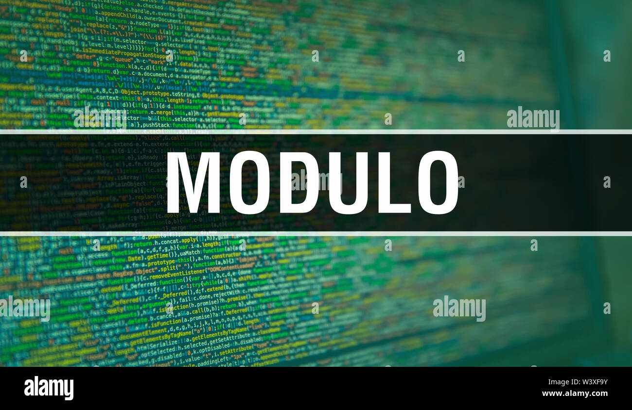 Modulo mit binären Code digitale Technologie Hintergrund. Zusammenfassung Hintergrund mit Programmcode und Modulo. Programmierung und Coding Technologie Hintergrund. Stockfoto