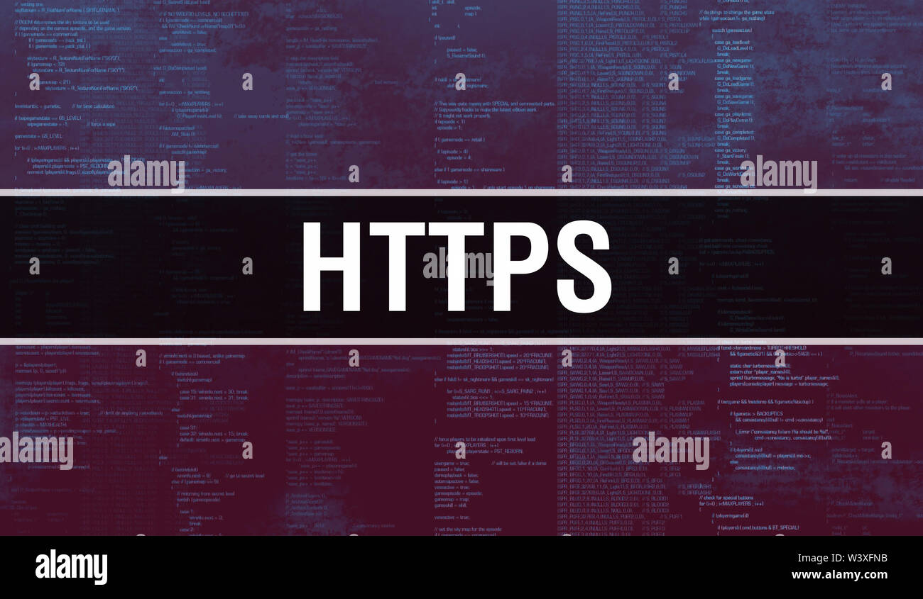 Https mit binären Code digitale Technologie Hintergrund. Zusammenfassung Hintergrund mit Programmcode und https. Programmierung und Coding Technologie Hintergrund. h Stockfoto