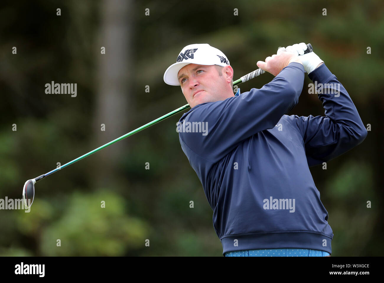 Die USA Jason Kokrak T-Stücken aus dem 5. Tag eines der Open Championship 2019 im Royal Portrush Golf Club. Stockfoto