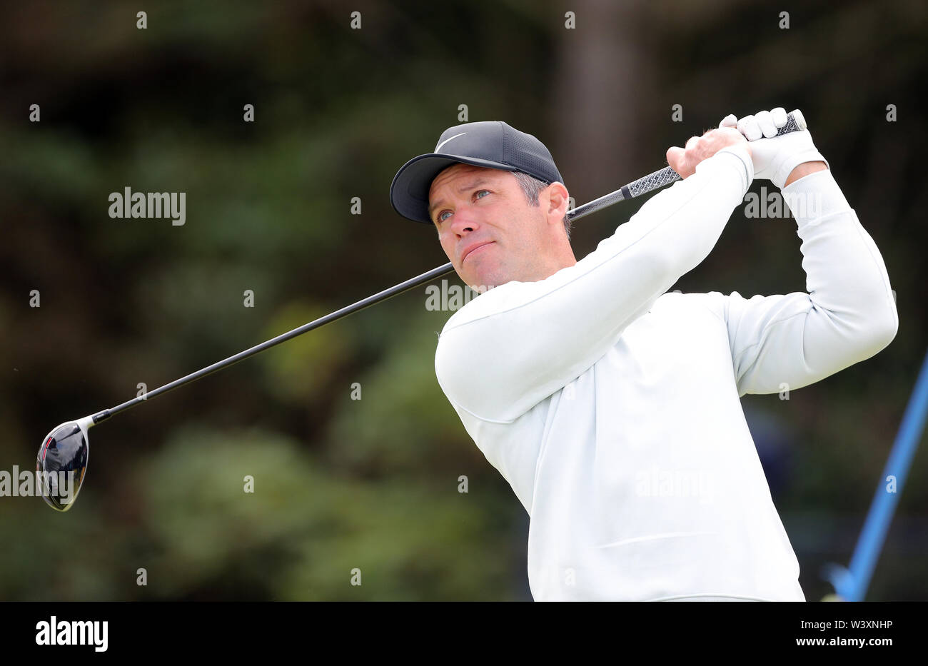 Der Engländer Paul Casey T-Stücken aus dem 5. Tag eines der Open Championship 2019 im Royal Portrush Golf Club. Stockfoto