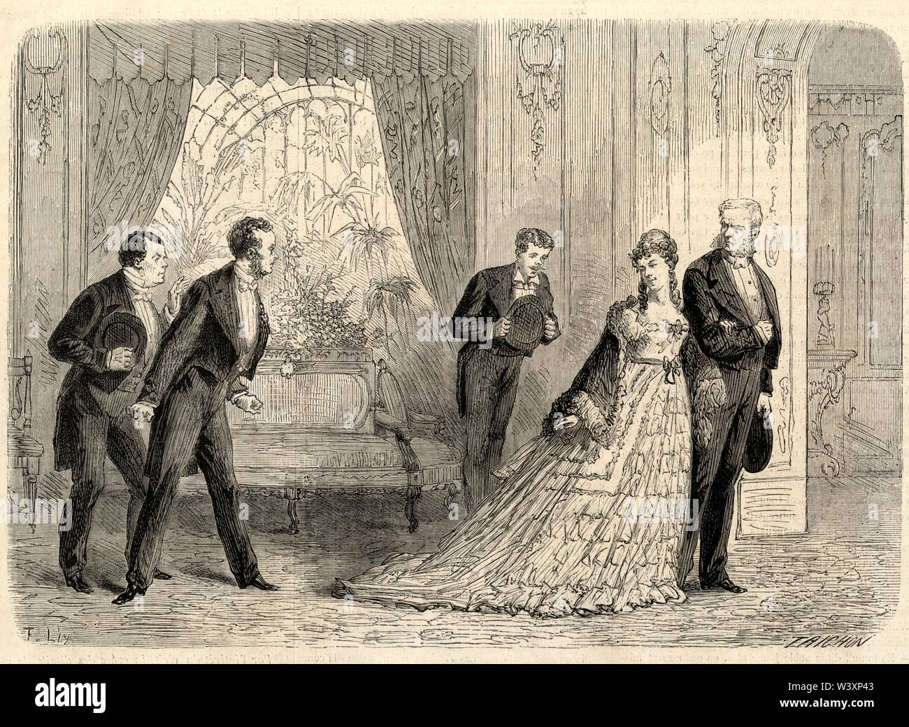 Théatre - français. CHRISTIANE. Comédie en quatre actes de M.EDMOND GONDINET. ACTE III scène dernière.1871. Stockfoto