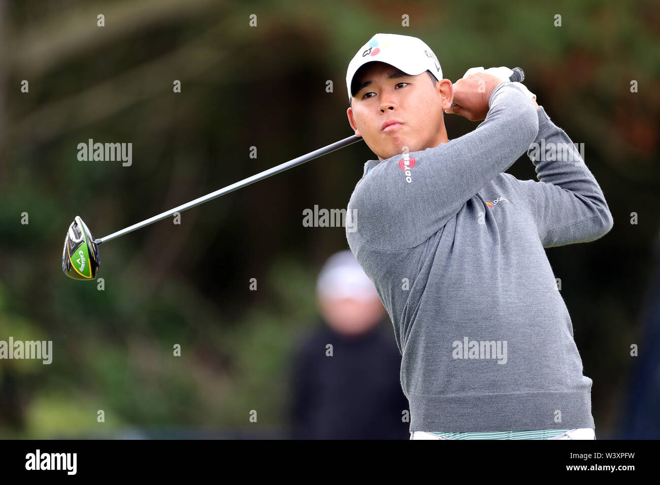 Südkoreas Si-Woo Kim-Stücke aus der 5. Tag eines der Open Championship 2019 im Royal Portrush Golf Club. Stockfoto