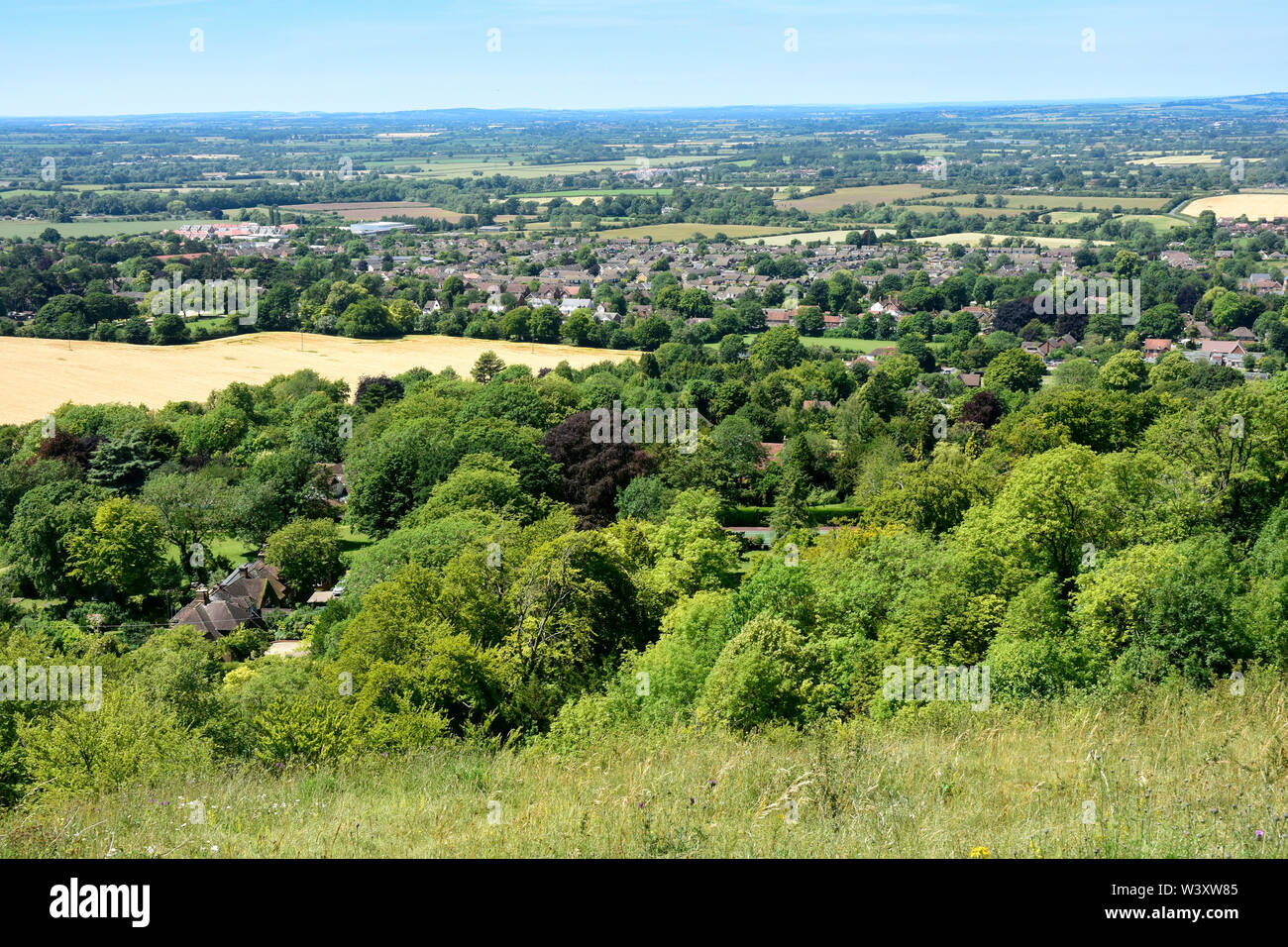 Chiltern Hils - Ansicht von whiteleaf Hill - über Aylesbury Plain Stockfoto