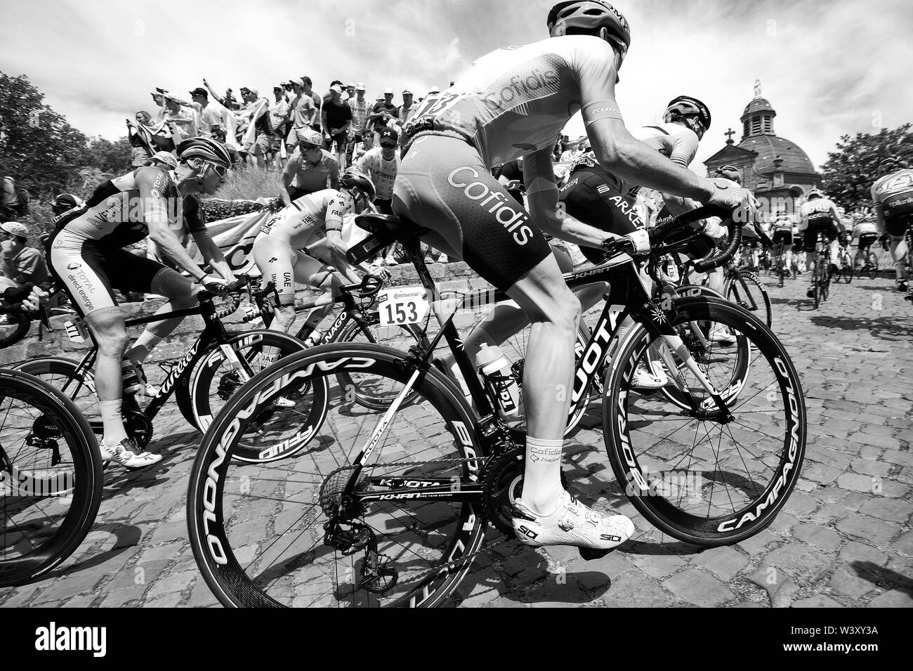 Radfahren, Tour de France, Grand Abfahrt in Brüssel, 1. Stufe, monochrom, Charleroi, Brüssel, Belgien Stockfoto