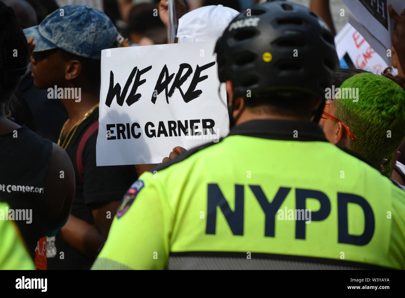 Rallye für Eric Garner Am fünften Jahrestag seiner umstrittenen Tod durch die Hände des NYPD. Stockfoto
