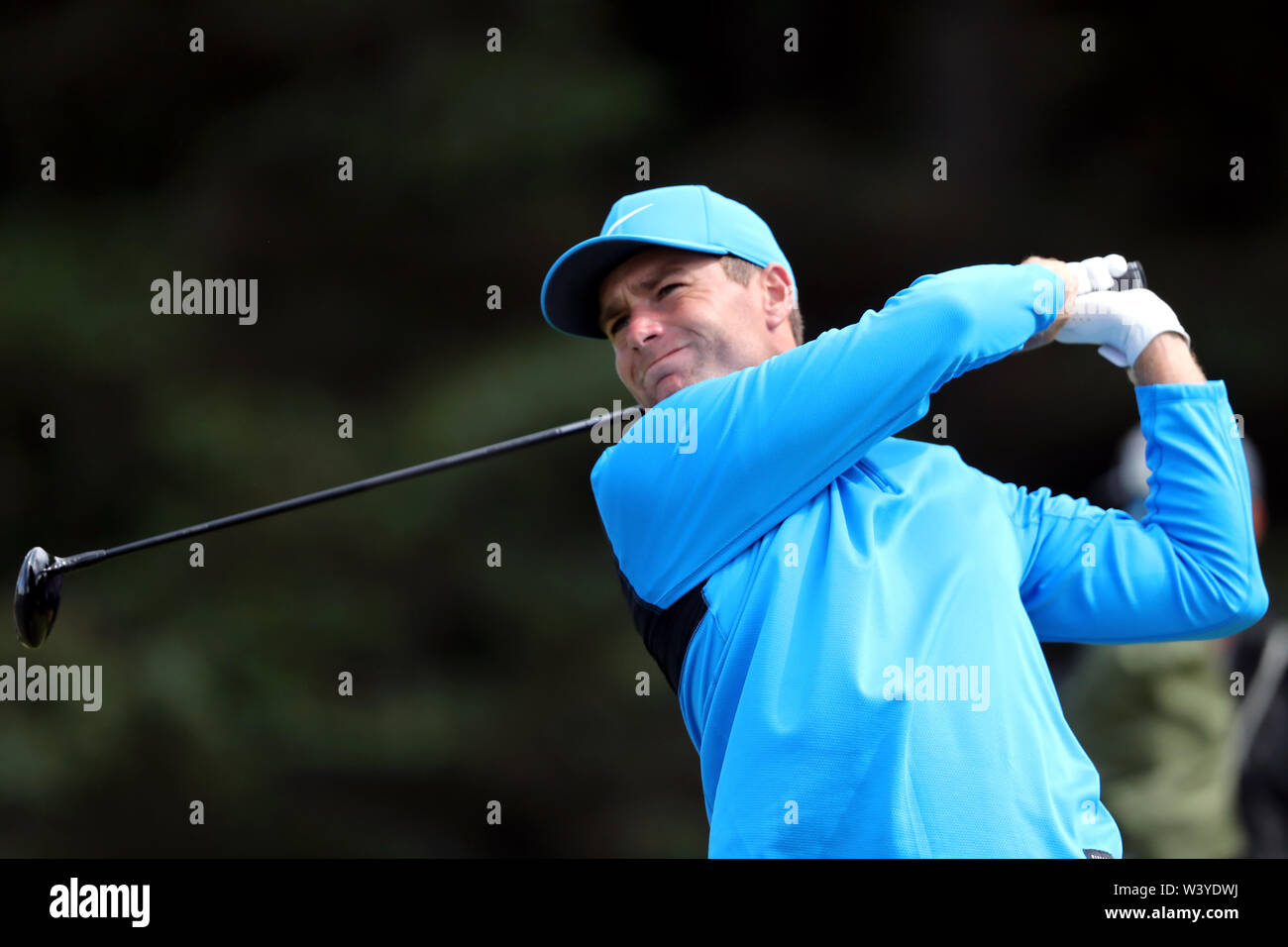 Dänemarks Luca Bjerregaard T-Stücken aus dem 5. Tag eines der Open Championship 2019 im Royal Portrush Golf Club. Stockfoto