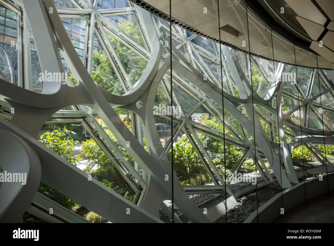 Blick von unterwuchs Ausstellungsgelände, dem Amazon, Amazon headquarters Campus, Seattle, Washington, Vereinigte Staaten von Amerika Stockfoto