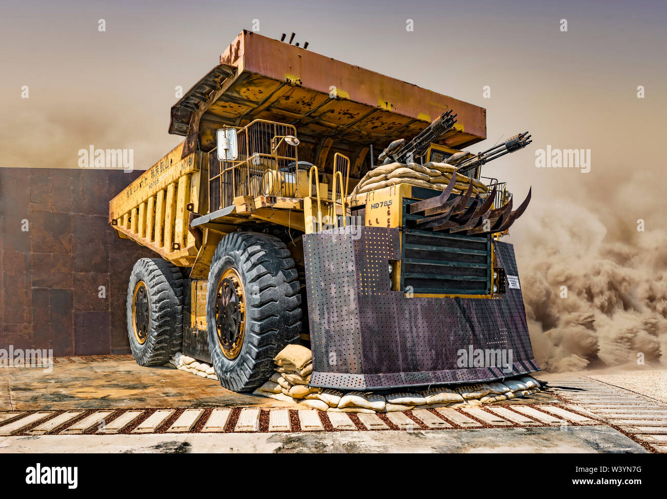 Letzte Ausfahrt, Dubai, Vereinigte Arabische Emirate - März 23, 2018: Ein beliebter STREET FOOD LKW-Park mit spektakulärem Entourage und interessanten Thema Stockfoto