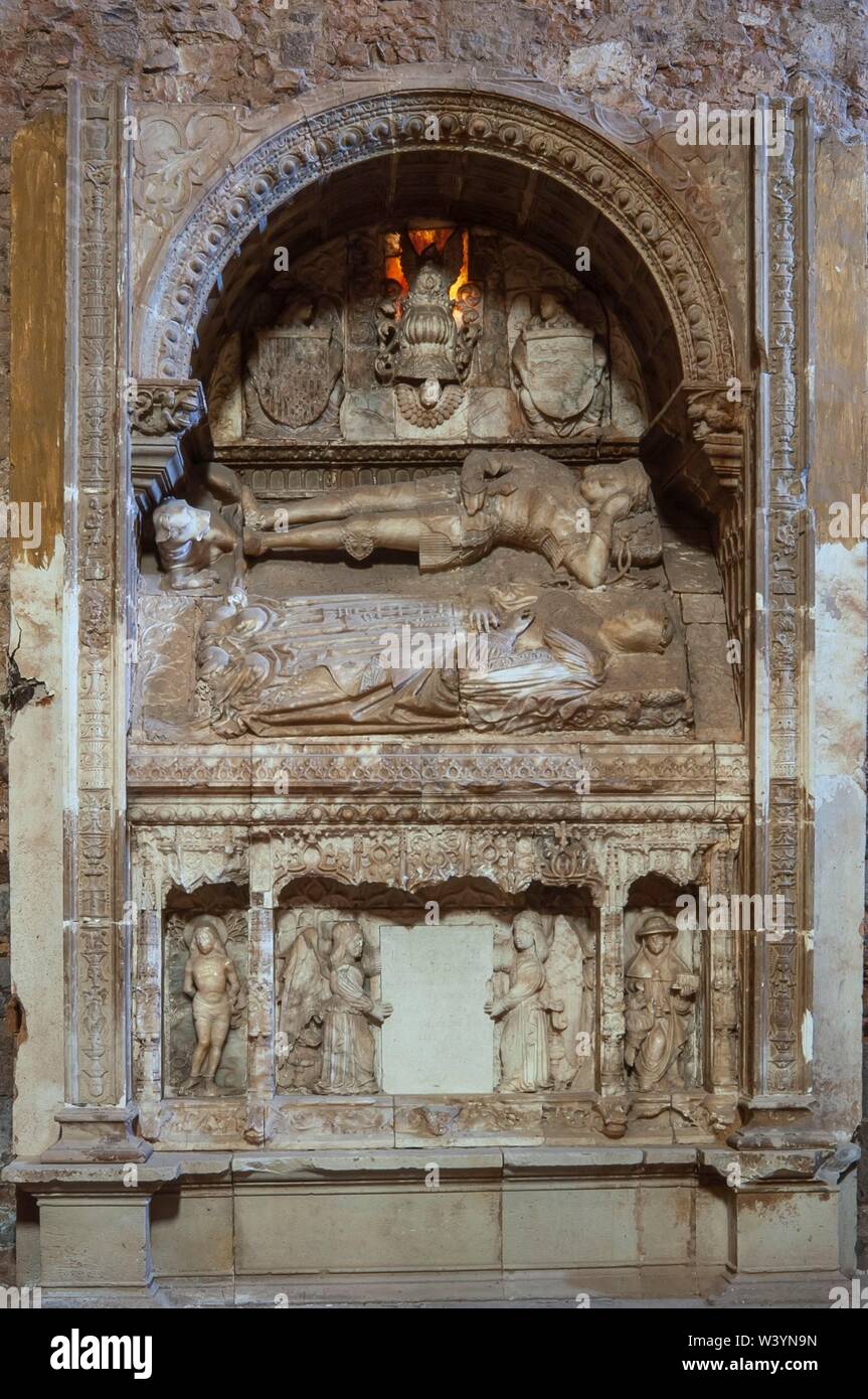 Grab von Joan Ramon Folc, Schloss von Cardona, aus dem 15. Jahrhundert. Stockfoto