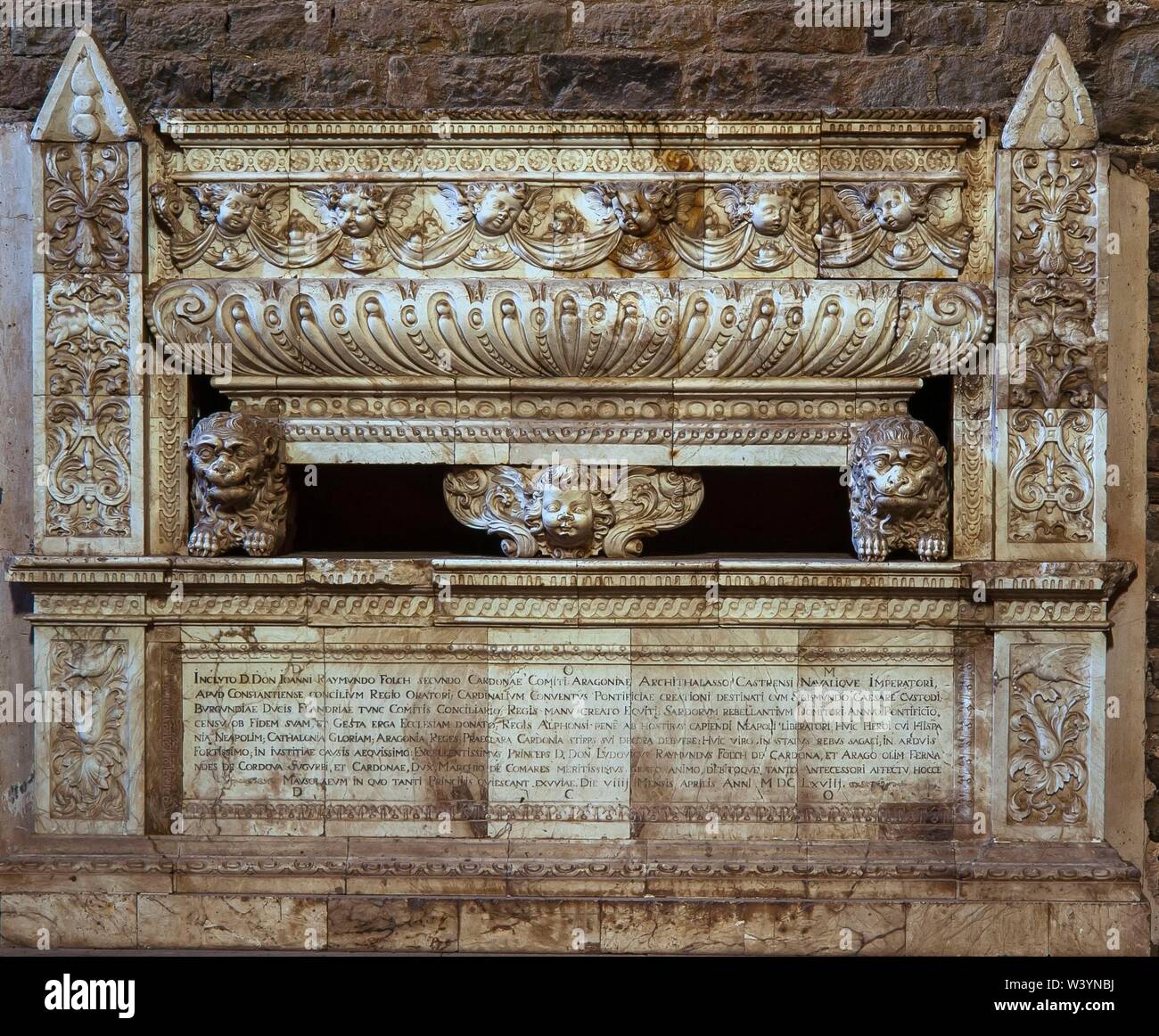 Grab von Joan Ramon Folc, Schloss von Cardona, aus dem 15. Jahrhundert. Stockfoto