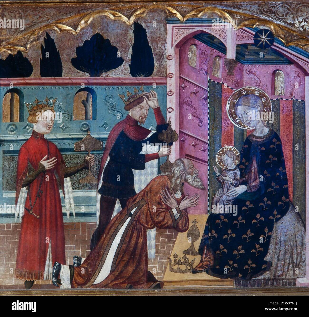 Detail der alterpiece, Santa Maria de Rubió, aus dem 15. Jahrhundert. Autor: MESTRE DE RUBIÓ. Stockfoto