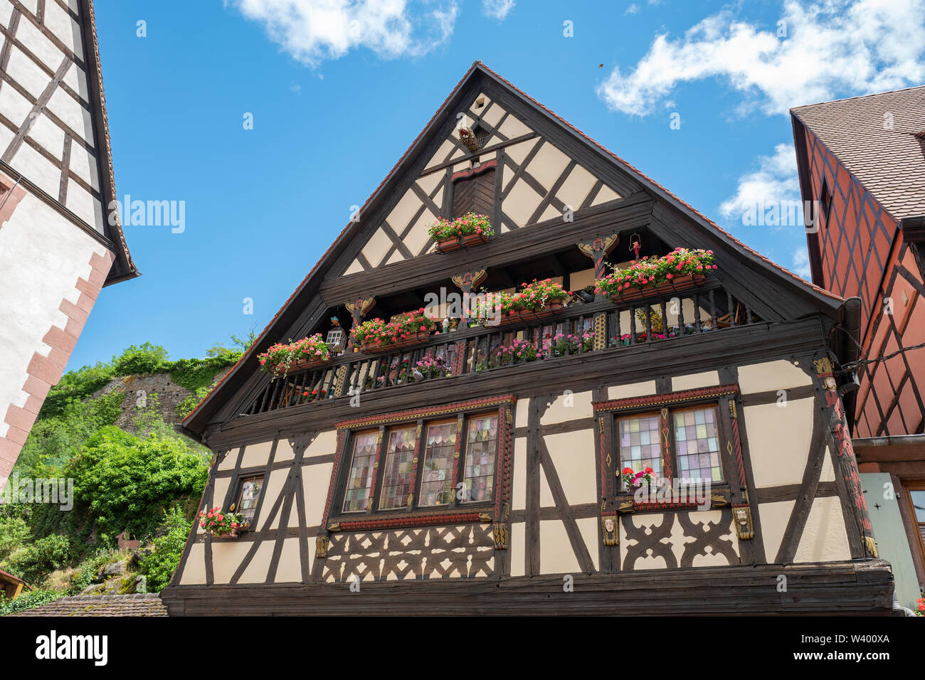 Schöne Aussicht von Keysersberg im Elsass Frankreich Stockfoto