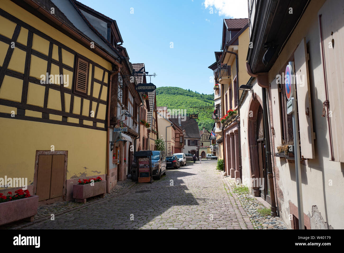 Schöne Aussicht von Keysersberg im Elsass Frankreich Stockfoto