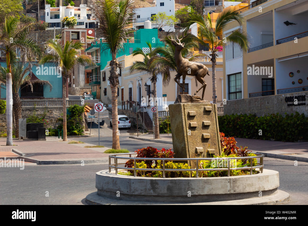 Mazatlan, Sinaloa, Mexiko - 15. Juli 2019: iconic Statue von Rotwild Symbol der indigenen Kultur von Mazatlan Stockfoto