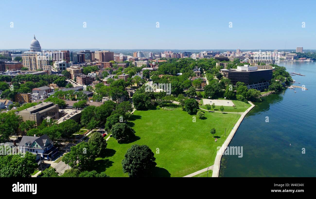 Spektakulär, Luftaufnahme von Wisconsin State Capitol Gebäude und das
