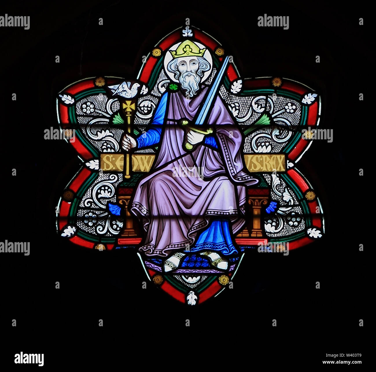St. Edward dem Bekenner, sächsischen König, Saint, Glasfenster, von Frederick Preedy, Old Hunstanton, Norfolk, England Stockfoto