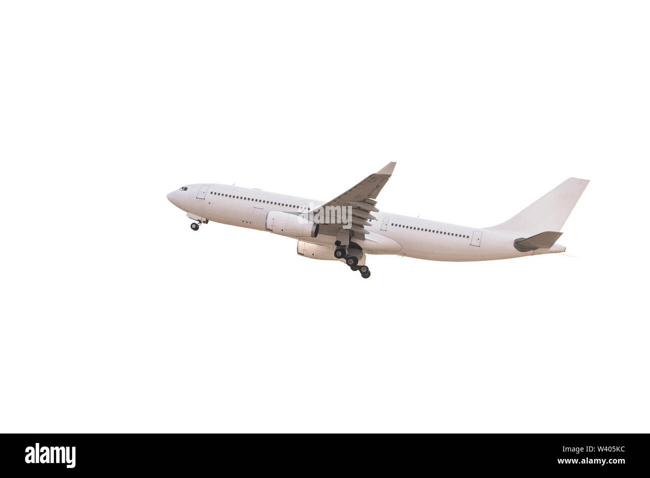 Weiße Passagierflugzeug ausziehen Stockfoto