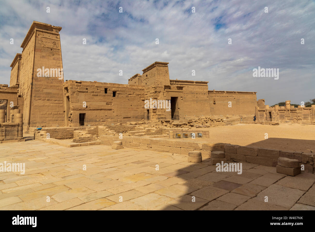 Im Inneren des Komplexes der Tempel der Isis in Philae Stockfoto