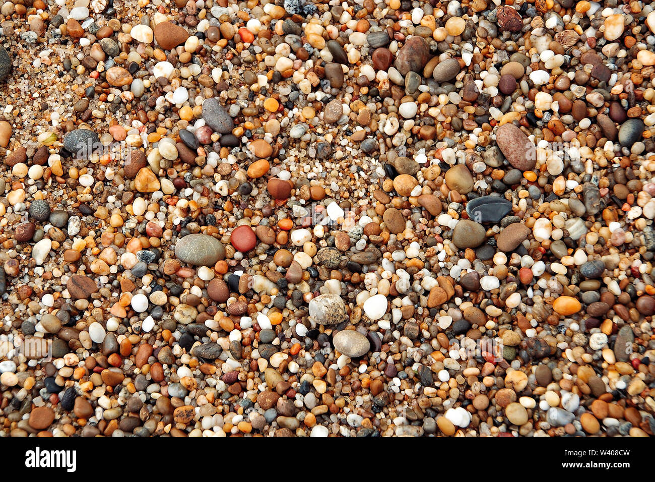 Hintergrund von Sand und Steinen. Stockfoto