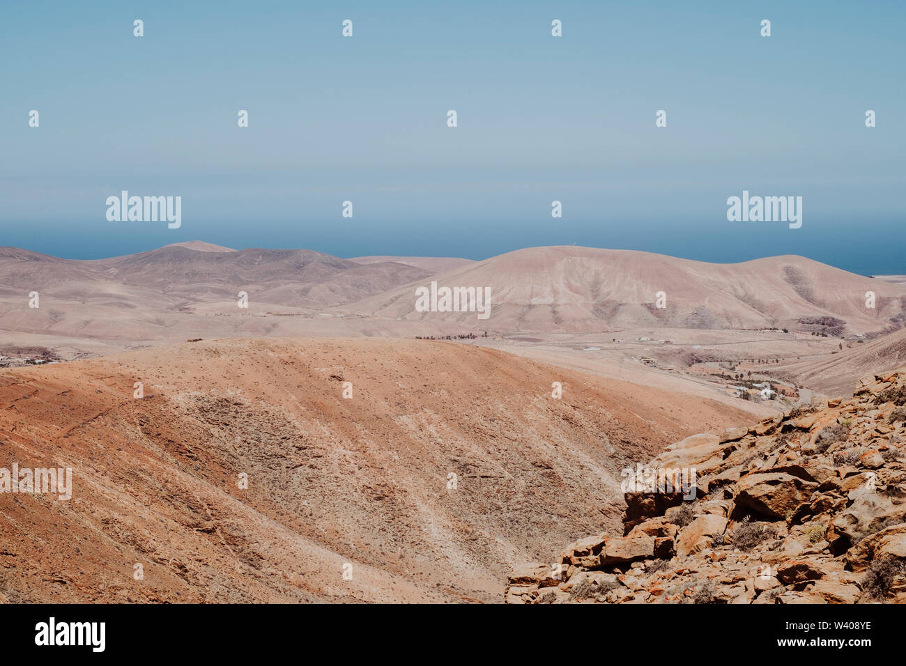 Wüstenlandschaft in Fuerteventura Stockfoto