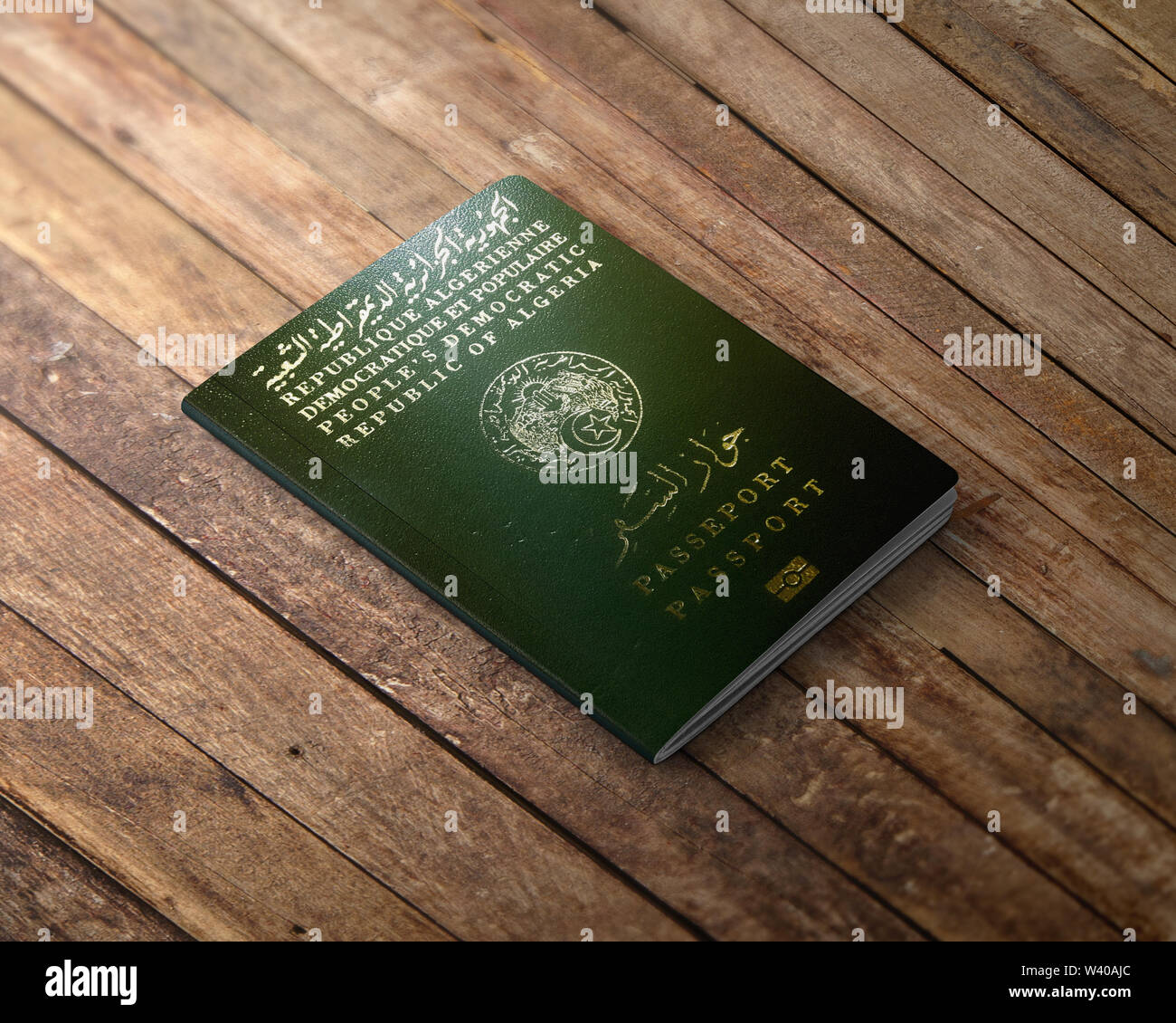 Offizieller Pass von algerien, algerischer Pass, Reisen Sie die Welt, besuchen Sie Algerien Stockfoto