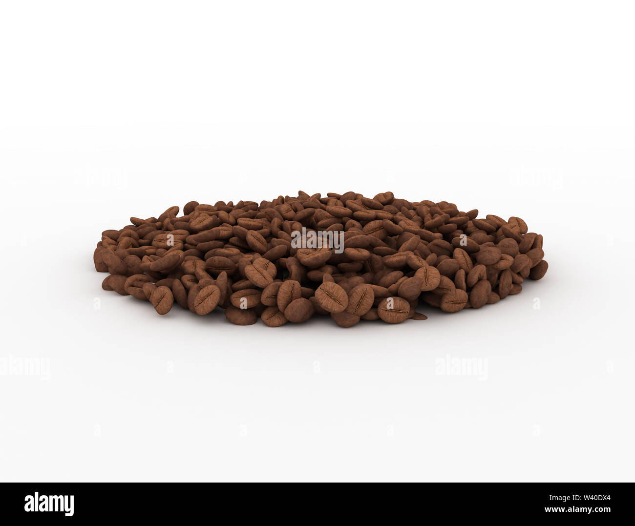 Kaffeebohnen isoliert auf weißem Hintergrund. 3D-Darstellung Stockfoto