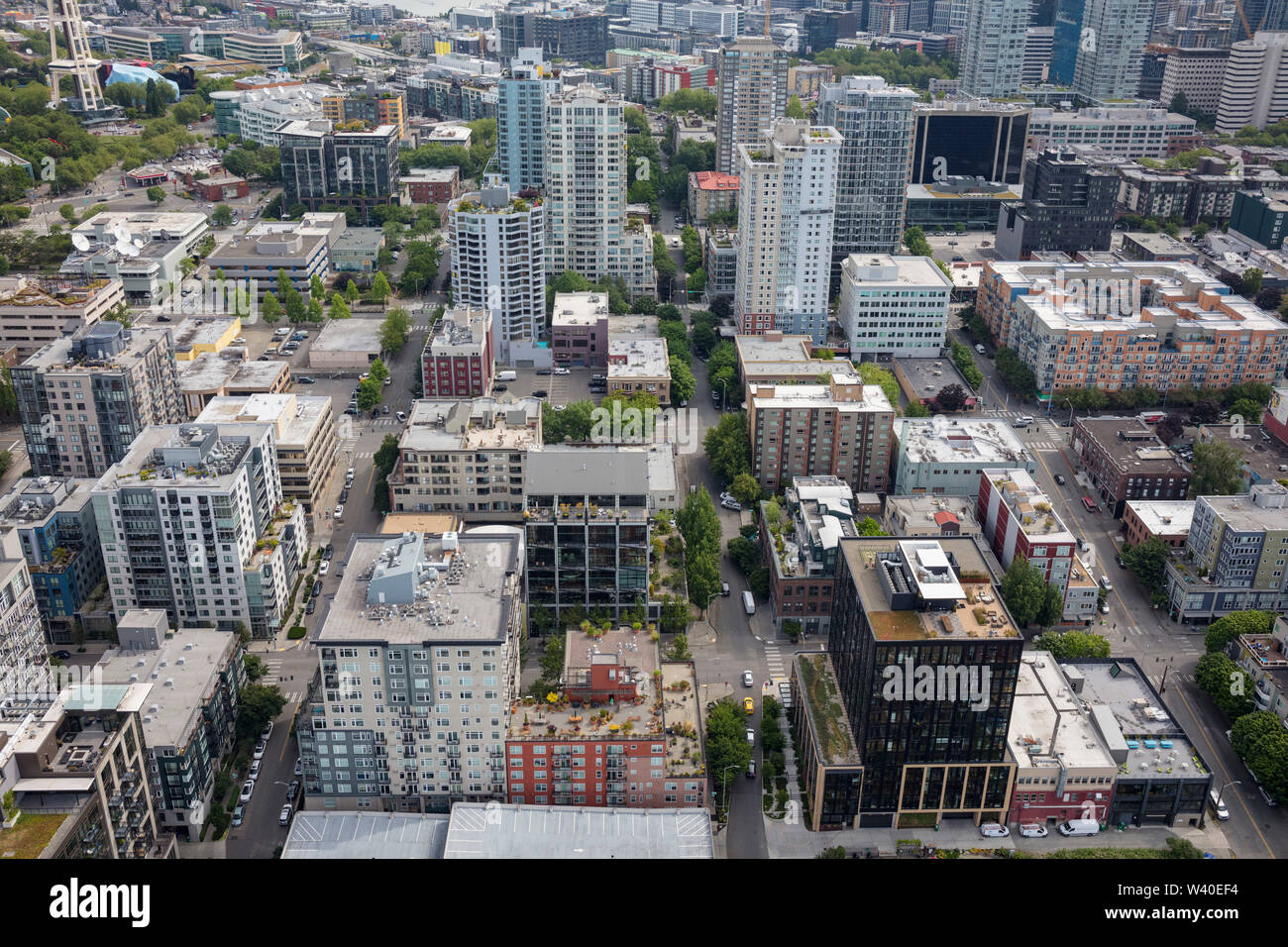 Luftaufnahme der Vine Street, Seattle, Washington, USA Stockfoto
