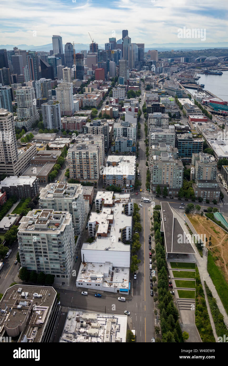 Luftaufnahme von Western Avenue, Seattle, Washington, USA Stockfoto