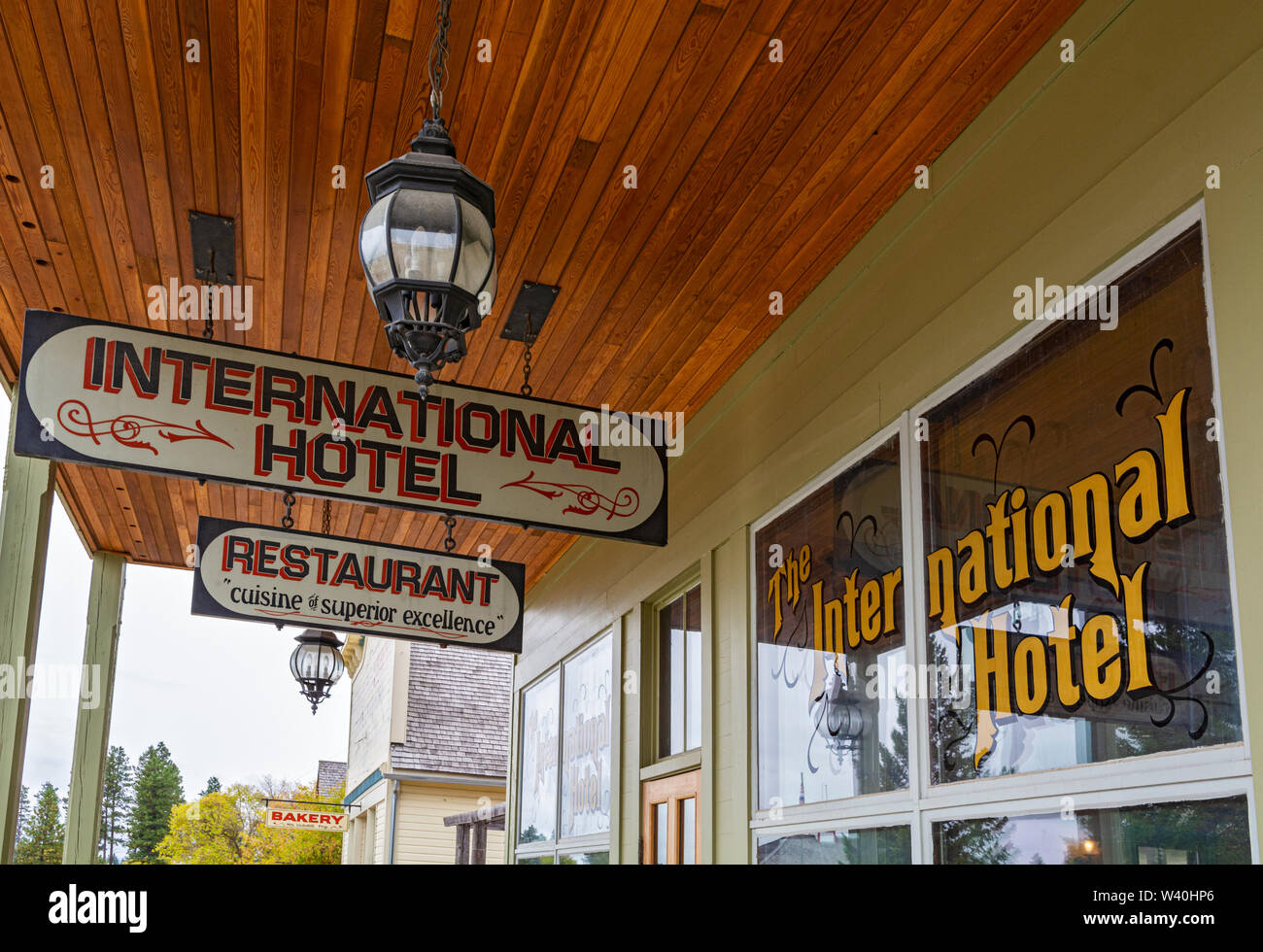 Kanada, British Columbia, Fort Steele, International Hotel Stockfoto