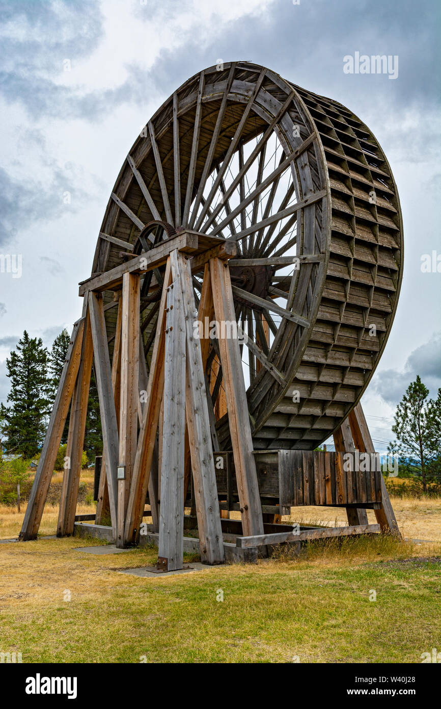 Kanada, British Columbia, Fort Steele, restaurierten Perry Creek Wasser Rad Stockfoto