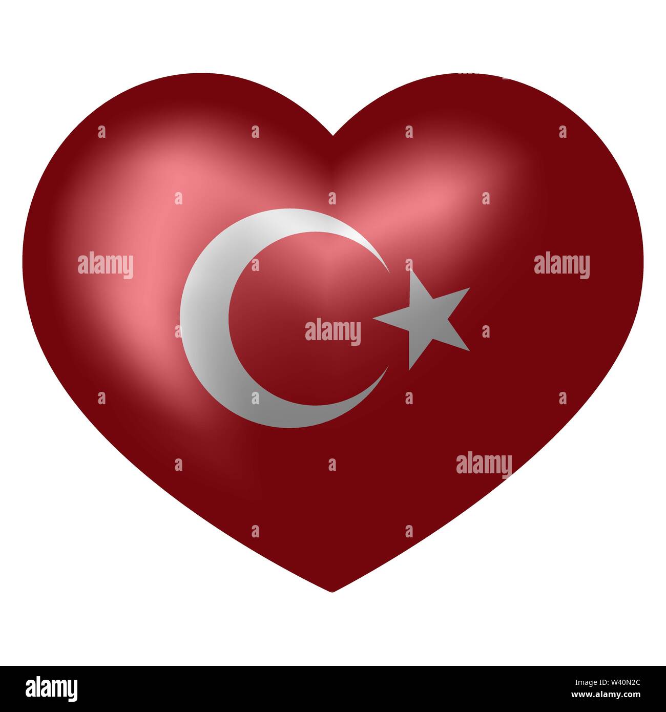 Flagge der Türkei in Herzform. 3D-Vektor Illustration. Stock Vektor