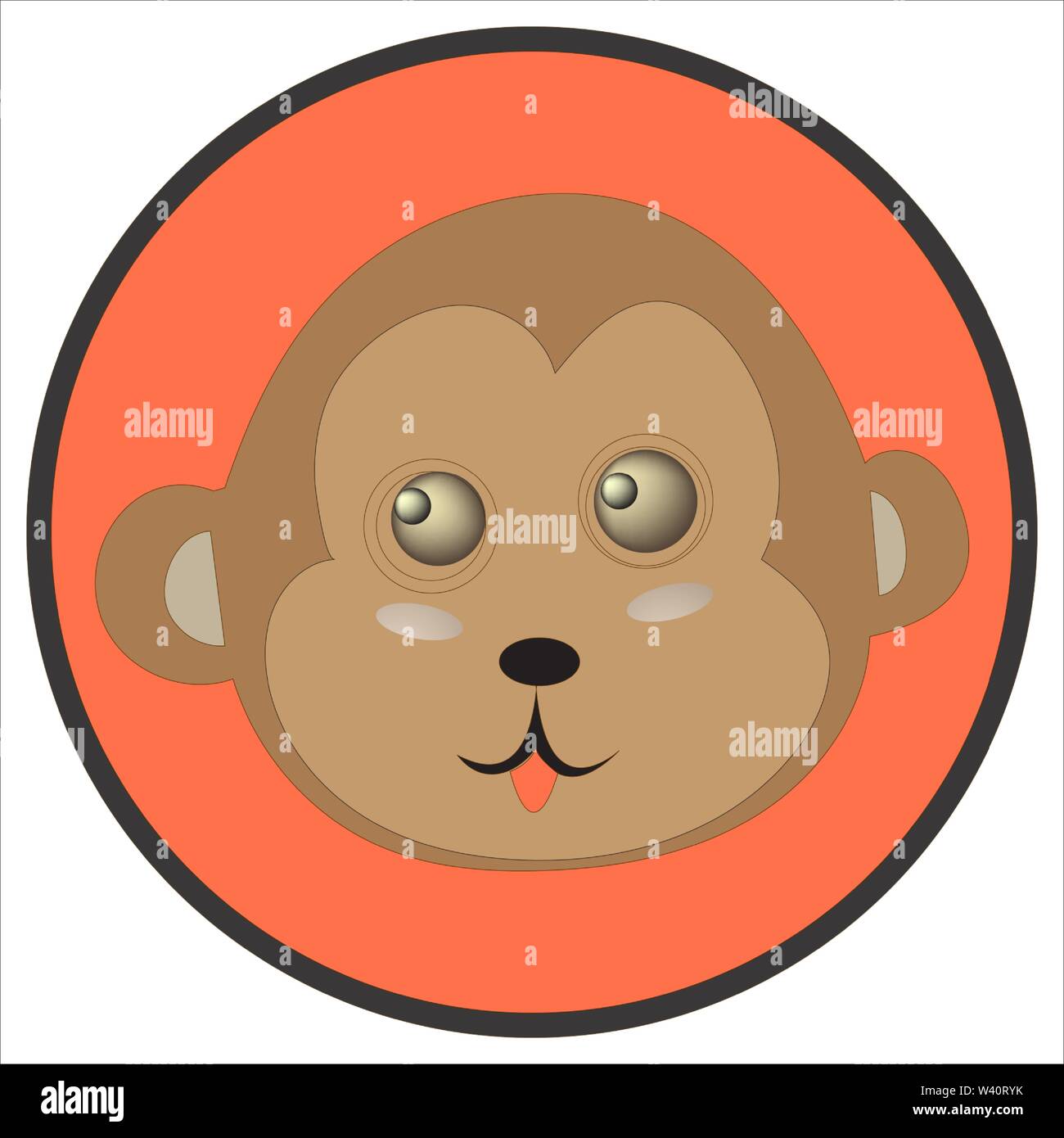 Monkey Face Happy Logo und weißen Hintergrund Vector Illustration Stock Vektor