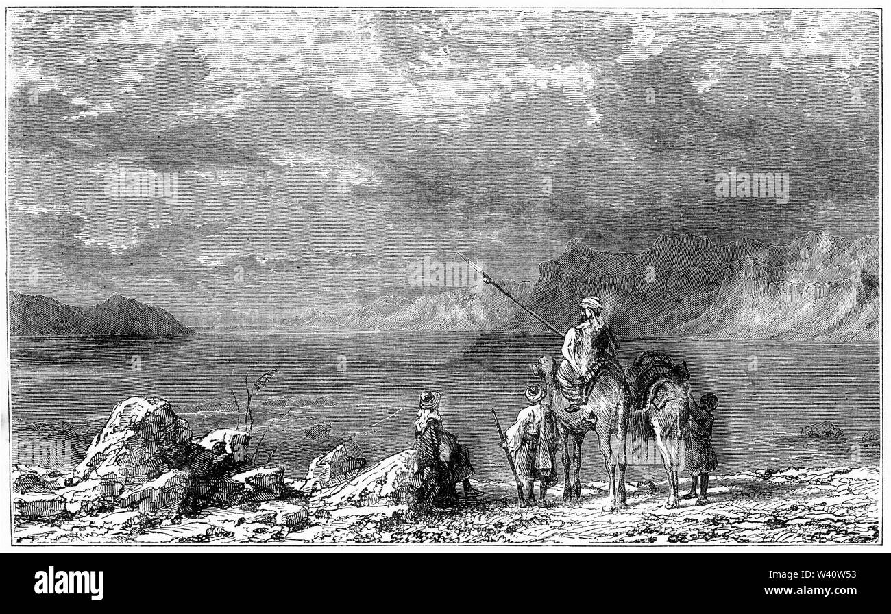 Gravur des Toten Meeres, im alten Israel. Aus im Heiligen Land, von Andrew Thomson, 1874 Stockfoto