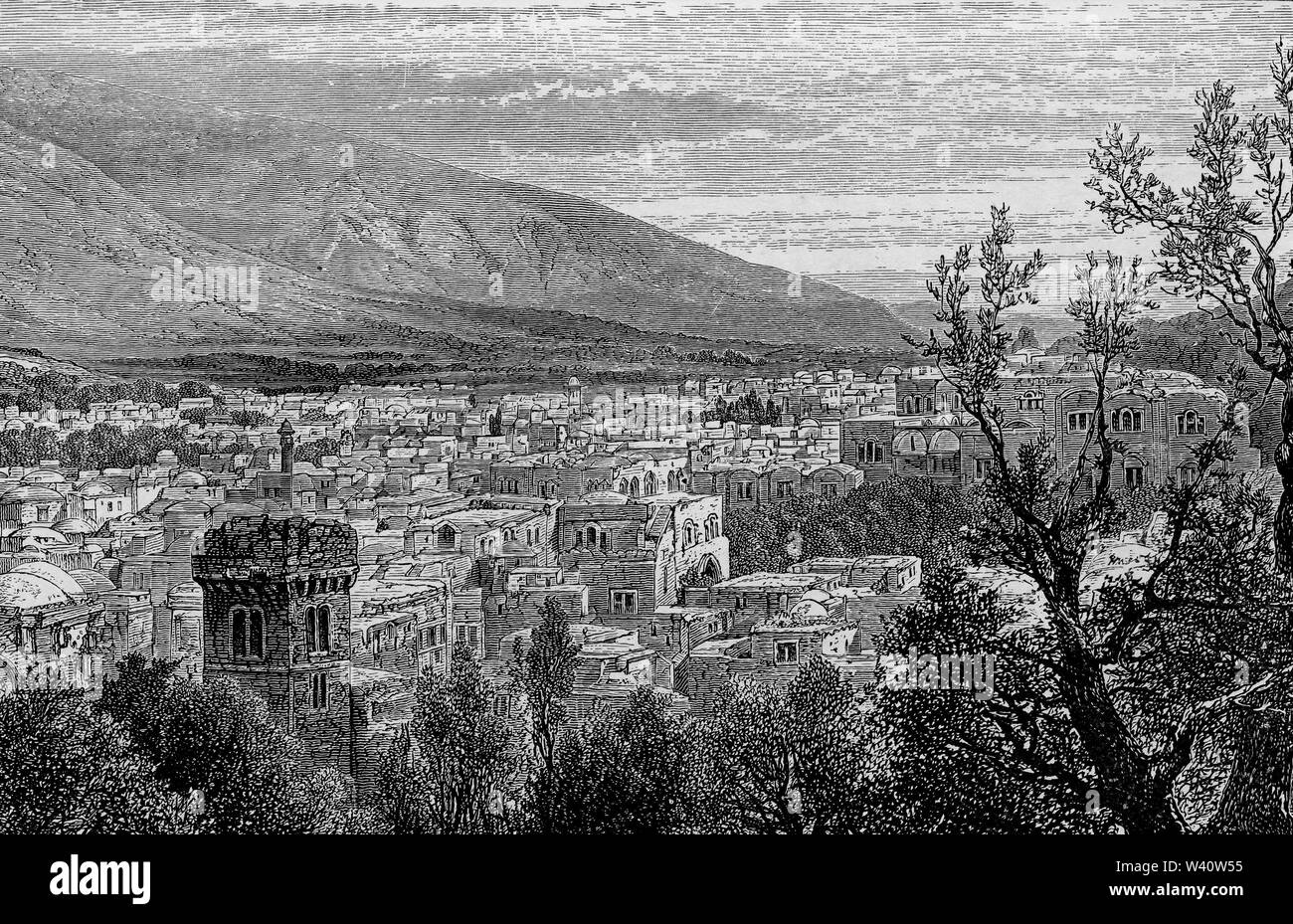 Gravur von Sichem oder Sichem eine kanaanäische Stadt in den Amarna-briefen erwähnt, und die Bibel als eine israelitische Stadt der Stamm Manasse und die erste Hauptstadt des Königreichs Israel. Traditionell mit Nablus verbunden sind, ist es jetzt mit dem in der Nähe gelegenen Ort von Tell Balata in Balata al-Balad in der West Bank identifiziert Stockfoto