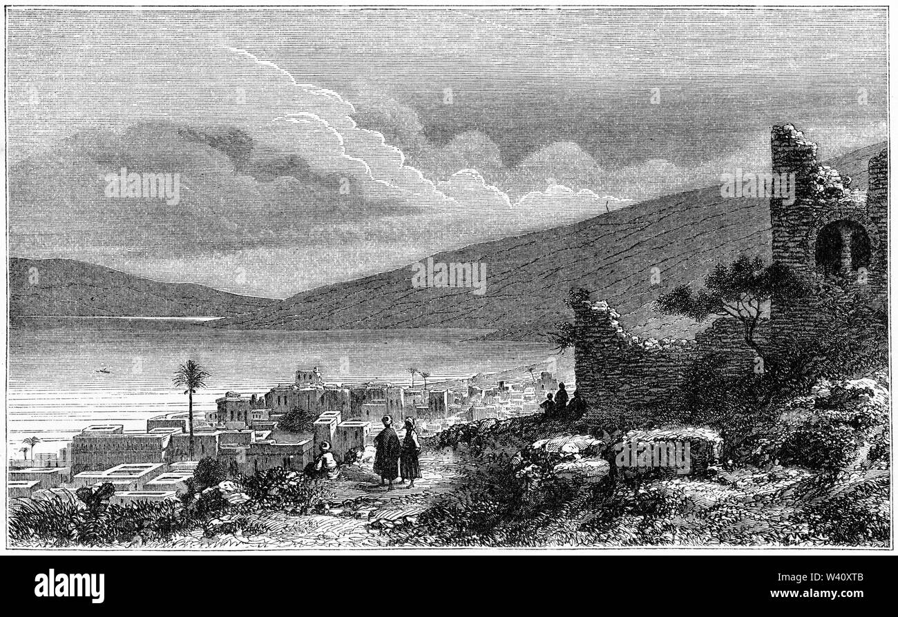 Gravur auf das Meer des Tiberius Stockfoto