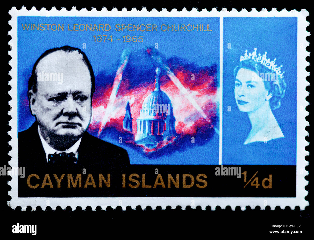 Cayman Inseln Briefmarke - Winston Churchill Stockfoto