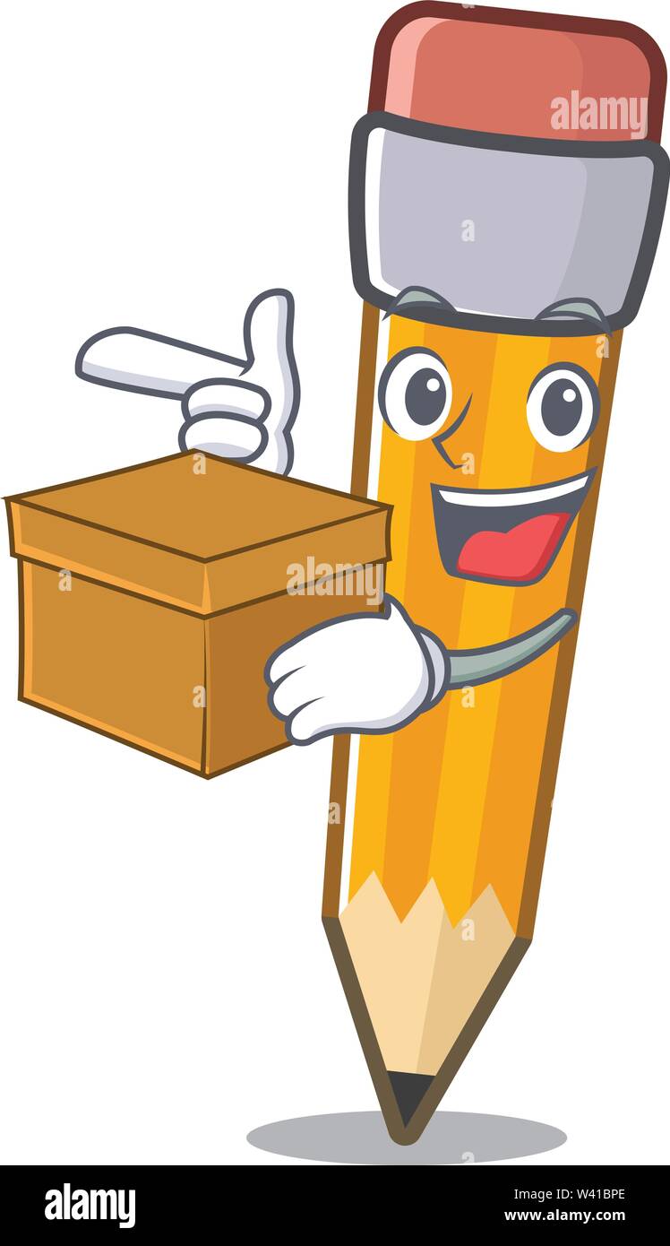 Mit box Bleistift mit in das Maskottchen Vektor-illustration isoliert Stock Vektor