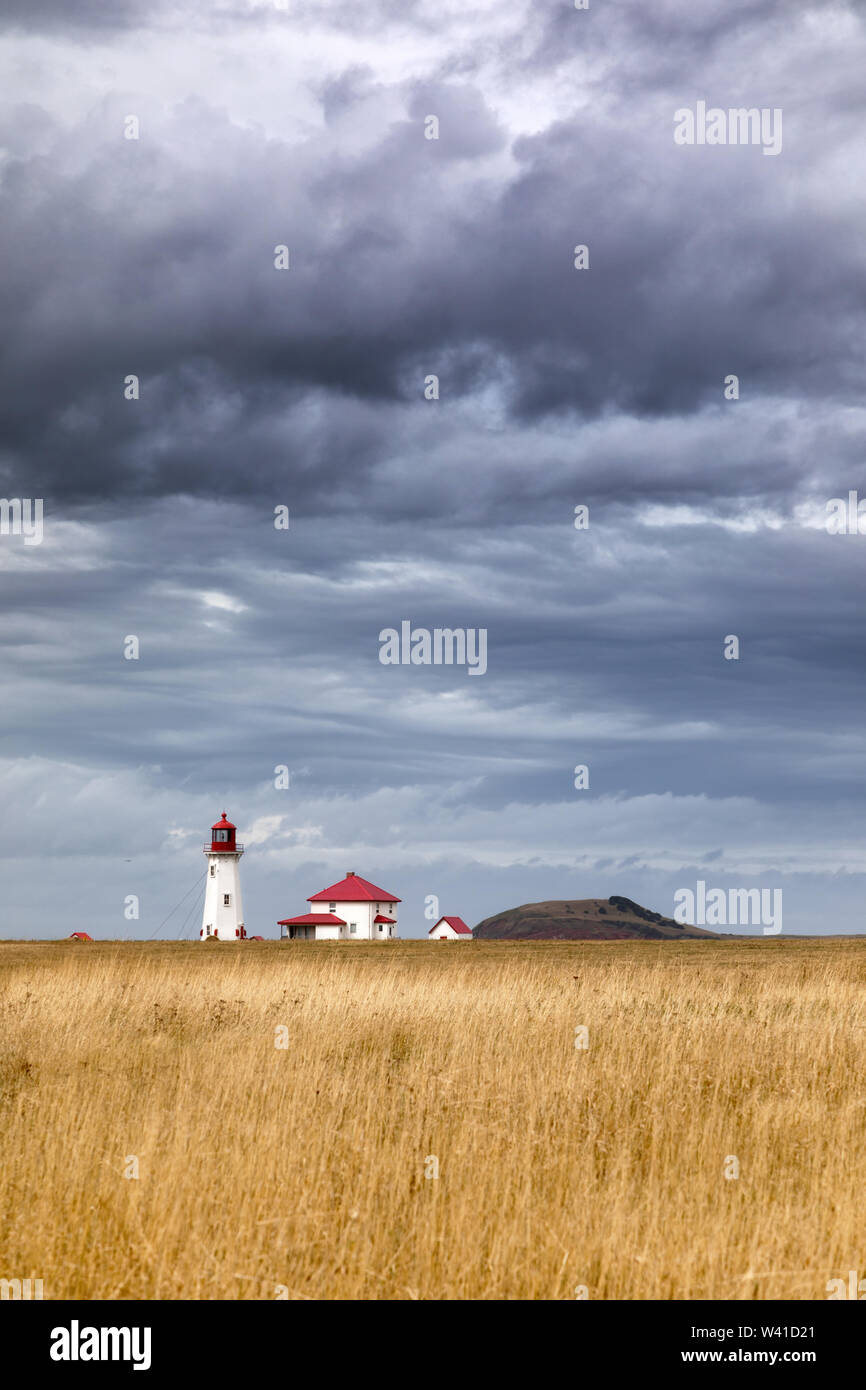 Der Anse a La Cabane, oder Millerand Leuchtturm von Havre Aubert, in Iles de la Madeleine, oder der Magdalen Islands, Kanada. Dies ist die höchste und Ältesten Stockfoto