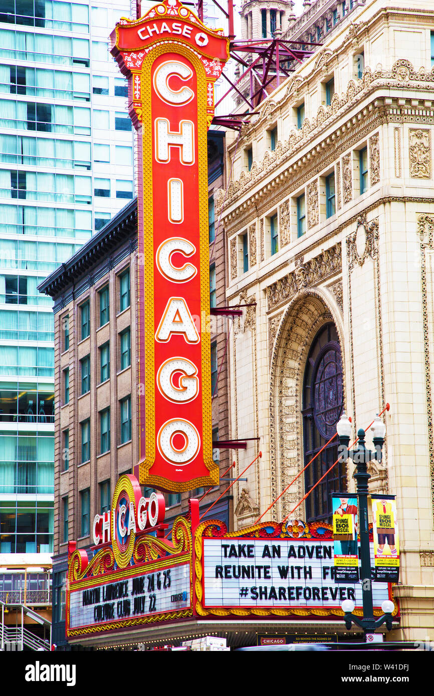 Zeichen der Chicago Theater Stockfoto