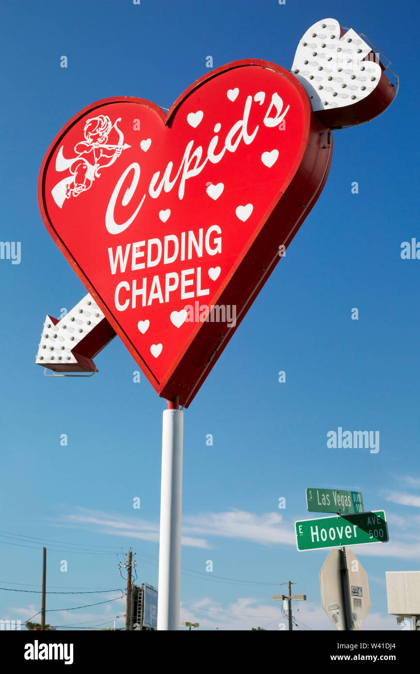 Heartshaped Wedding Chapel sign in Las Vegas, Nevada Stockfoto