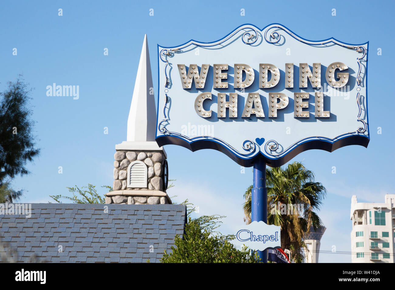 Wedding Chapel sign in Las Vegas, Nevada Stockfoto